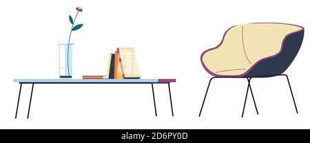Interior design of home or office, minimalist furniture Stock Vector