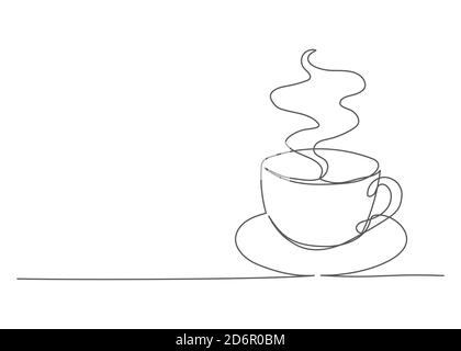 Coffee One line drawing Vector coffee cup in line style on white background Stock Vector