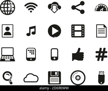 Download Icons Black & White Set Big Stock Vector