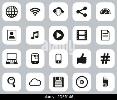 Download Icons Black & White Flat Design Set Big Stock Vector