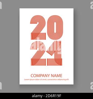 Abstract modern cover design colorful neon zigzag background with  2021 happy new year, 2021 numbers in thin lines striped style, vector illustration Stock Vector
