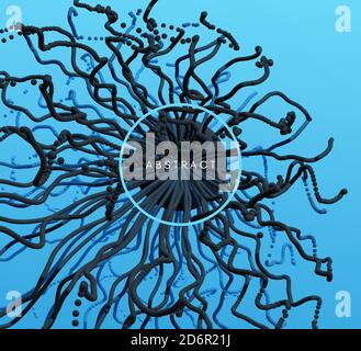 Point explode. Array with dynamic emitted particles. 3d technology style. Abstract background. Vector illustration. Stock Vector