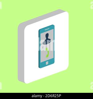 Incoming call Simple vector icon. Illustration symbol design template for web mobile UI element. Perfect color isometric pictogram on 3d white square. Stock Vector