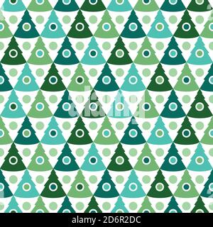 Stylish christmas tree pattern. Vector illustration. Green and blue Christmas trees, geometric pattern Stock Vector