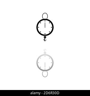 Spring scale. Black symbol on white background. Simple illustration. Flat Vector Icon. Mirror Reflection Shadow. Can be used in logo, web, mobile and Stock Vector
