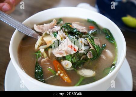 Close up spicy pork curry seasoned with fermented shrimp paste and chili sauce Stock Photo