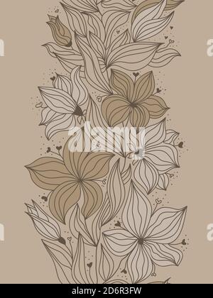 tender white flowers in vertical seamless pattern Stock Vector