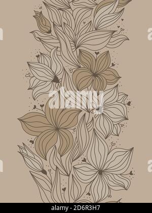 tender white flowers in vertical seamless pattern Stock Vector