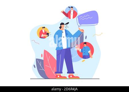 The guy calls his friends on the phone Stock Vector