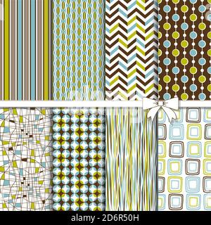 Seamless colorful patterns in retro colors. Vector illustration can be used for ceramic tile, wallpaper, textile, invitation, web page background. Stock Vector