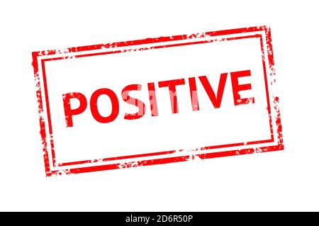 POSITIVE - text by red rubber stamp, concept picture Stock Photo