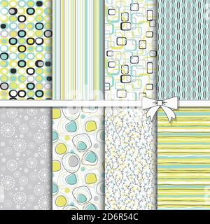 Seamless colorful patterns in retro colors. Vector illustration can be used for ceramic tile, wallpaper, textile, invitation, web page background. Stock Vector