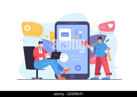 Two guys are customizing the user interface Stock Vector
