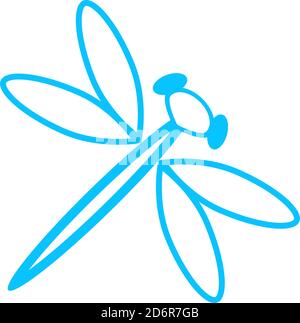 Dragonfly icon flat. Blue pictogram on white background. Vector illustration symbol Stock Vector