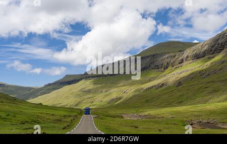 The valley of Saksun, one of the main attractions of the Faroe Islands. The island Streymoy, one of the two large islands of the Faroe Islands  in the Stock Photo