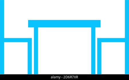 Table with chairs icon flat. Blue pictogram on white background. Vector illustration symbol Stock Vector