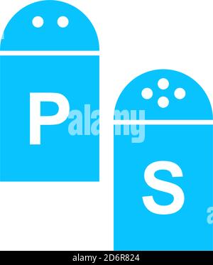 Salt and pepper icon flat. Blue pictogram on white background. Vector illustration symbol Stock Vector