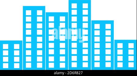 Business center icon flat. Blue pictogram on white background. Vector illustration symbol Stock Vector