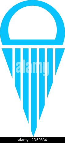 Ice cream ball in waffle cone icon flat. Blue pictogram on white background. Vector illustration symbol Stock Vector