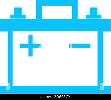 Car battery icon flat. Blue pictogram on white background. Vector illustration symbol Stock Vector