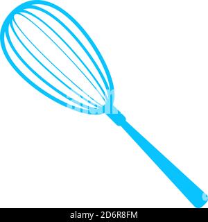 Whisk icon flat. Blue pictogram on white background. Vector illustration symbol Stock Vector