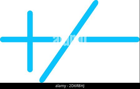 Plus or minus icon flat. Blue pictogram on white background. Vector illustration symbol Stock Vector