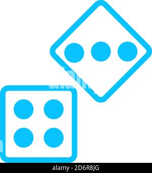 Two Dices icon flat. Blue pictogram on white background. Vector illustration symbol Stock Vector