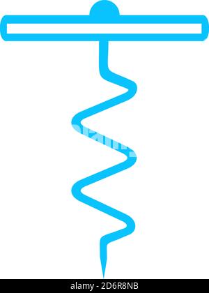 Corkscrew icon flat. Blue pictogram on white background. Vector illustration symbol Stock Vector