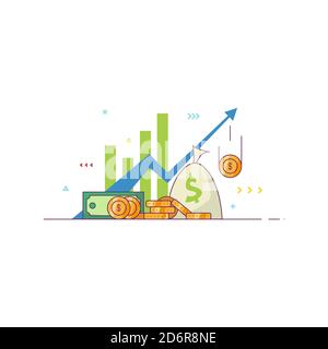 Business chart and money Stock Vector