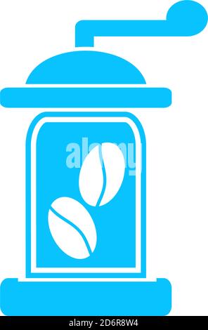 Coffee grinder icon flat. Blue pictogram on white background. Vector illustration symbol Stock Vector