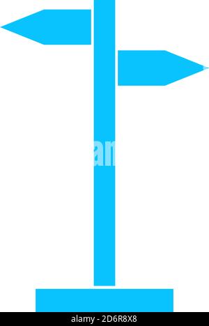 Signpost icon flat. Blue pictogram on white background. Vector illustration symbol Stock Vector