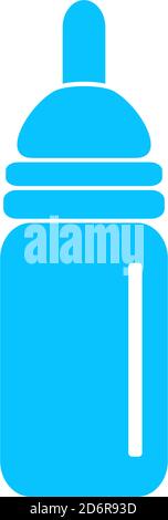 Nipple bottle icon flat. Blue pictogram on white background. Vector illustration symbol Stock Vector