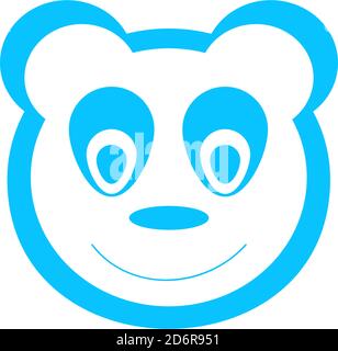 Panda icon flat. Blue pictogram on white background. Vector illustration symbol Stock Vector