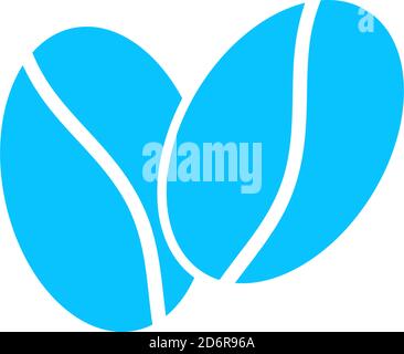 Coffee beans icon flat. Blue pictogram on white background. Vector illustration symbol Stock Vector