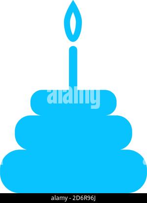 Birthday cake icon flat. Blue pictogram on white background. Vector illustration symbol Stock Vector