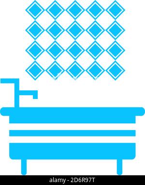 Bathroom icon flat. Blue pictogram on white background. Vector illustration symbol Stock Vector