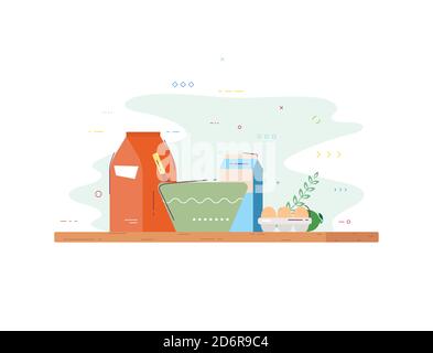 Cooking ingredients flat style Stock Vector