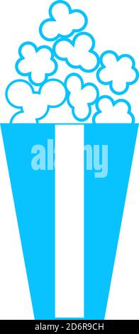 Popcorn icon flat. Blue pictogram on white background. Vector illustration symbol Stock Vector