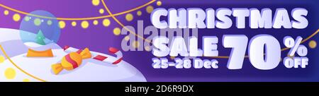 Horizontal banner template design. Christmas sale Stock Vector
