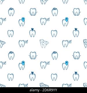 Tooth icon seamless pattern dental treatment . Stock Vector