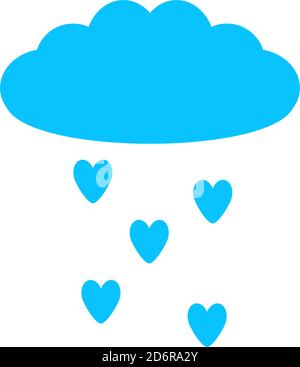 Cloud and heart rain icon flat. Blue pictogram on white background. Vector illustration symbol Stock Vector
