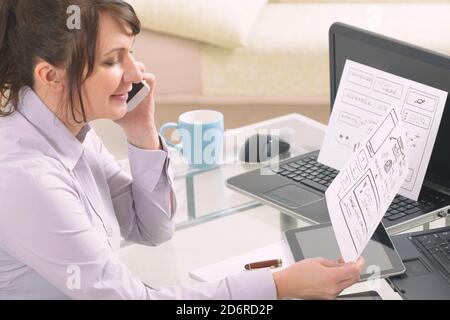 Designer working on a new mobile applications Stock Photo