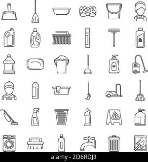 Bathroom cleaning. Set of vector color icons of cleaning tools Stock Vector  Image & Art - Alamy