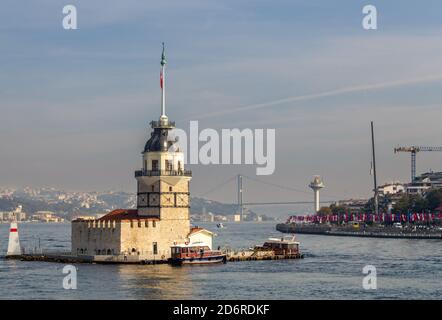 Maiden's Tower in Istanbul view from the sea Stock Photo