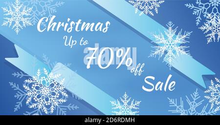 The horizontal blue banner sales. Christmas Stock Vector