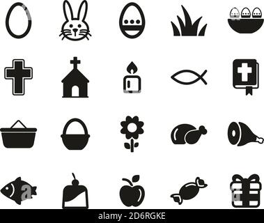 Easter Holiday Tradition & Culture Icons Black & White Set Big Stock Vector