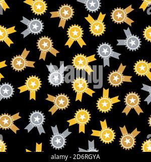 Seamless pattern with gold, silver and bronze medal for simple backgrounds, textures and packaging. Vector illustration. Stock Vector