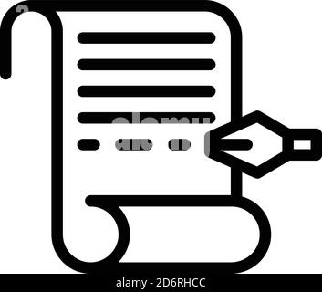 Write scenario icon, outline style Stock Vector