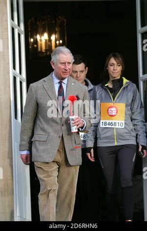 Dumfries House,Cumnock, East Ayrshire, Scotland, UK, Children from East Ayrshire School take part in  Sports Relief with BBC presenters Matt Baker & Alex Jones from the ONE show. The run was started by HRH Prince Charles Stock Photo