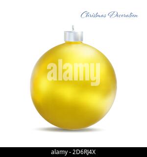Christmas tree golden ball isolated on white background Stock Vector